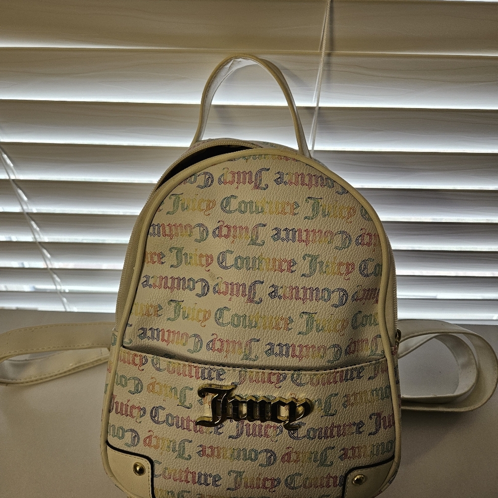Juicy Couture Cream and Multicolor Logo Backpack